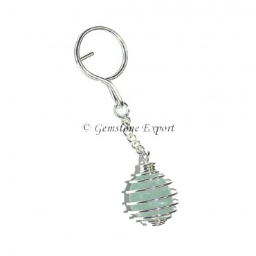 Green Aventurine Cage Tumbled Keyring