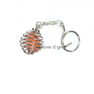 Carnelian Cage Tumbled Keyring