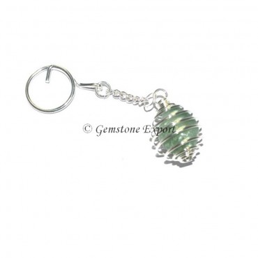 Green Jade Cage Tumbled Keyring