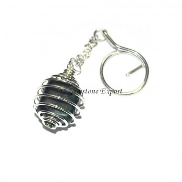 Black Stone Cage Tumbled Keyring