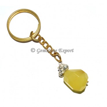 Yellow Faceted Tumbled Keyring