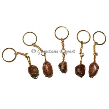 Red Jasper Wraping Tumbled Keychain