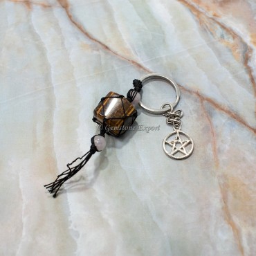 Tiger Eye With Pentagram Keychain