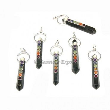 Black Agate Double Terminated Chakra Pendants