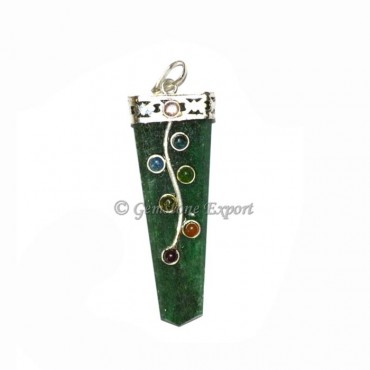 Green Jade Chakra Flate Pencil Leaf Pendants