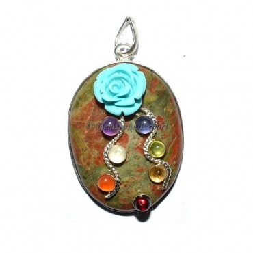 Unakite Chakra Fancy Oval Pendants