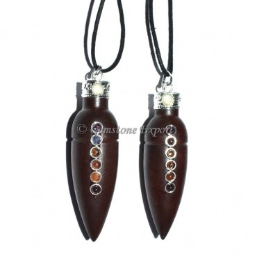 Rose Wood Point Chakra Pendants