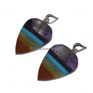 Bonded Seven Chakra Heart Shape Pendants