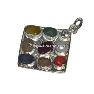 9 Chakra Stone Silver Pendant