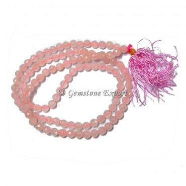 Rose Quartz Faceted Jap Mala