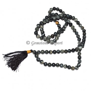 White and Black Jasper Mala