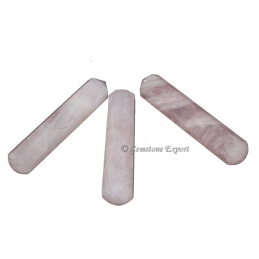 Rose Quartz 12 Faceted Healing WandsMassage Wands