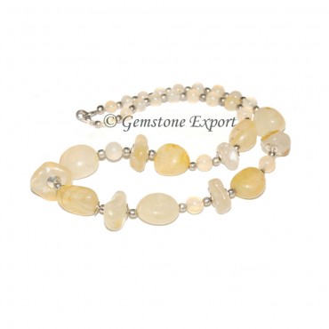 Yellow Onyx Tumbled Stone Necklace