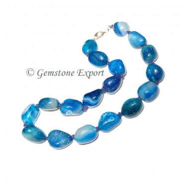 Blue Onyx Tumbled Stone Necklace