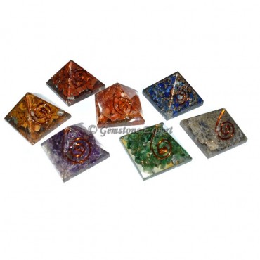 Orgone Genuine Stone Chakra Pyramids Set