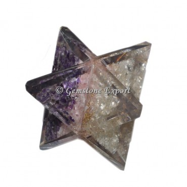 Rose-Amethyst-Crystal Quartz Orgonite Merkaba Star