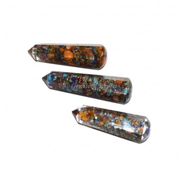 Chakra Stone Faceted Orgone Massage Wand