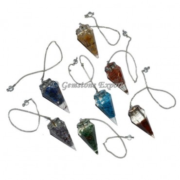 Faceted Mix Gemstones Orgonite Pendulum