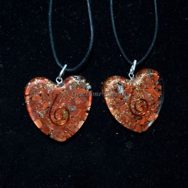 Red Jasper Orgone Heart Pendants