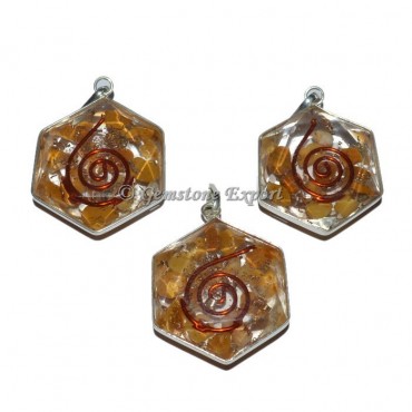 Golden Quartz Orgonite Energy Pendant