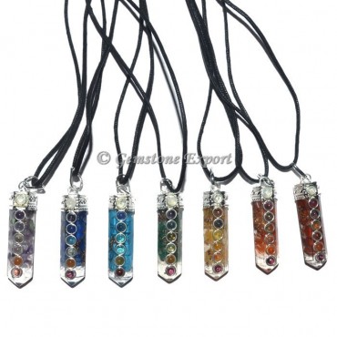 Orgone Seven Chakra Pencil Pendants Set