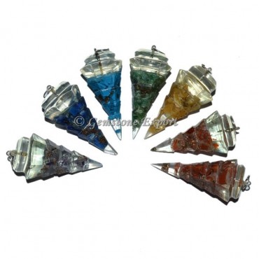 7 Chakra Stones Orgone Pendulum Pendant Set