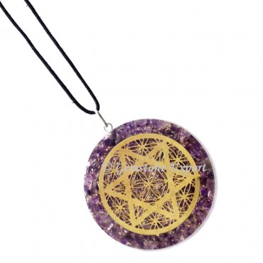 Large Star flower life Amethyst Orgone Pendants