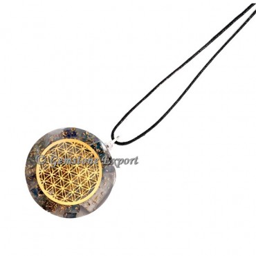 Iolite Quartz Flower Of Life Orgone Pendants