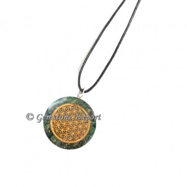 Gree Jade Flower Of Life Orgone Pendants