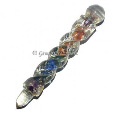 7 Chakra Twisted Orgonite Healing Wands