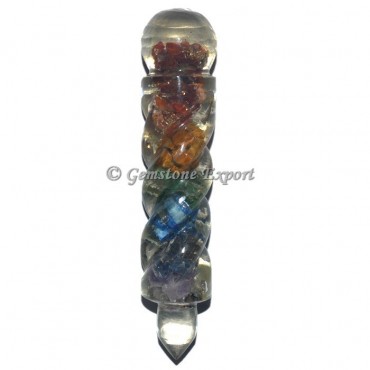 Seven Chakra 3D Spiral Orgonite Healing Wands