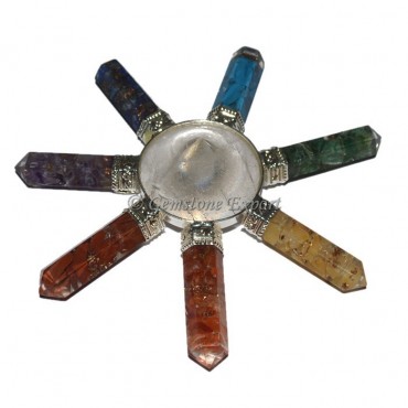 7 Chakra Orgonite Generator With Crystal Quartz Point