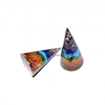 Seven Chakra Orgone Round Pyramids