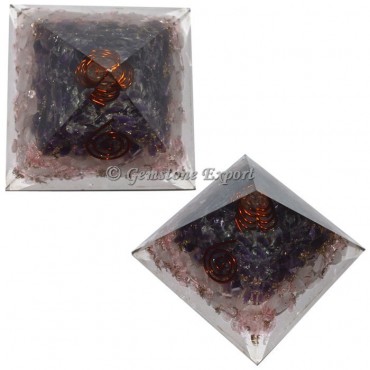 Amethyst With Rose Quartz Orgonite Pyramid