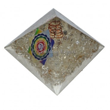 Crystal Quartz Colorful Printed Orgonite Pyramid