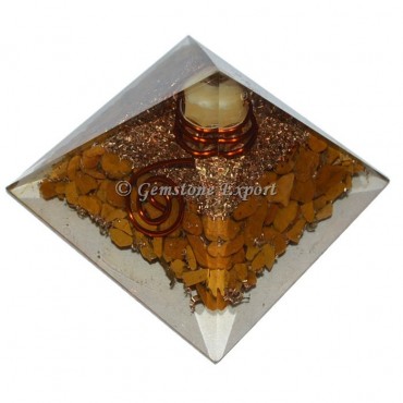 Yellow Jasper With Point Orgonite Pyramid