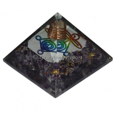 Amethyst With Reiki Symbol Orgonite Pyramid