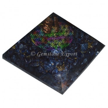 Blue Crystals Flower Of Life Orgonite Pyramid