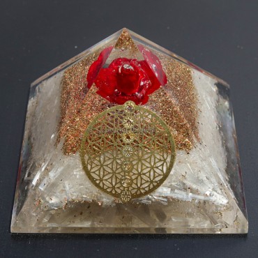 Selenite Flower of life Orgonite Pyramids