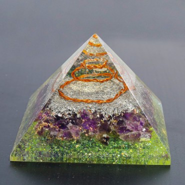 Amethyst with  Peridot Orgonite Pyramids