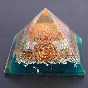 Rose Pyrite with Yellow aventurine Orgonite Pyramids