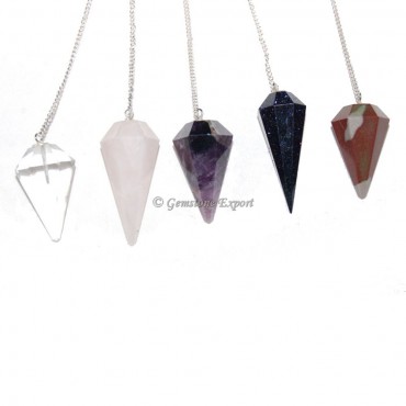 Mix Gemstone 6 Faceted Pendulums