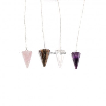 Mix Gemstone 6 Faceted Cone Pendulums