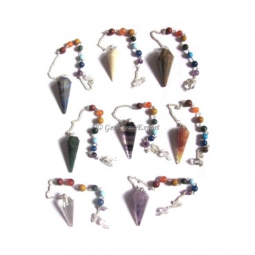 Mix Gemstone 12 Faceted Chakra Pendulums