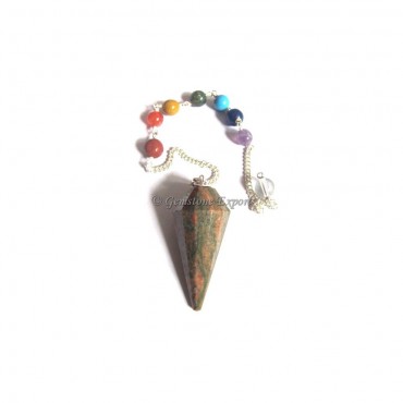 Unakite 12 Faceted Chakra Pendulums