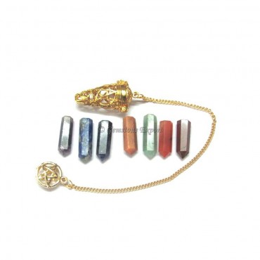 Seven Chakra Cage Pendulums Golden