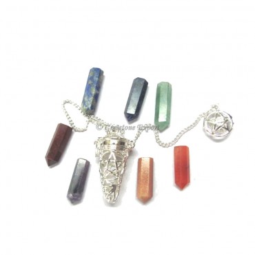 Seven Chakra Cage Pendulums Silver