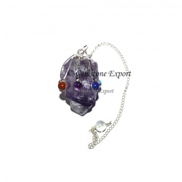 Amethyst Quartz with Seven Chakra Pendulums