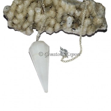 Selenite 12 Faceted Pendulum