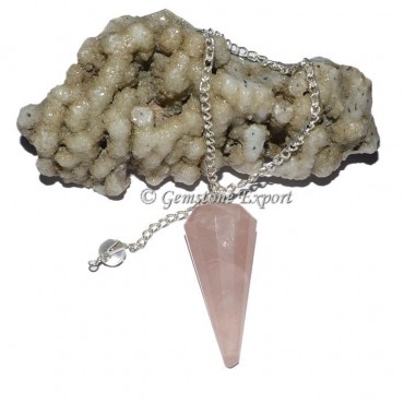 Rose Quartz 12 Faceted Pendulum